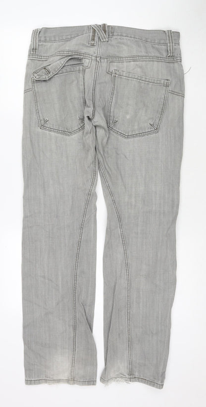 Mens UK Size 34 in Topman Regular Fit Straight Grey Jeans