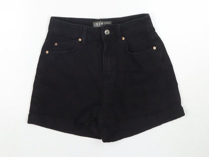 Denim & Co. Womens Black Cotton Hot Pants Shorts Size 6 L3 in Regular Zip