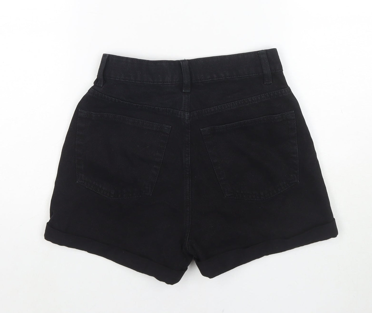 Denim & Co. Womens Black Cotton Hot Pants Shorts Size 6 L3 in Regular Zip