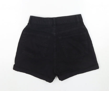 Denim & Co. Womens Black Cotton Hot Pants Shorts Size 6 L3 in Regular Zip