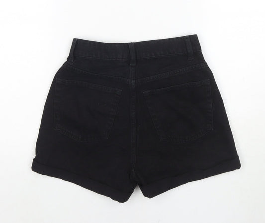 Denim & Co. Womens Black Cotton Hot Pants Shorts Size 6 L3 in Regular Zip
