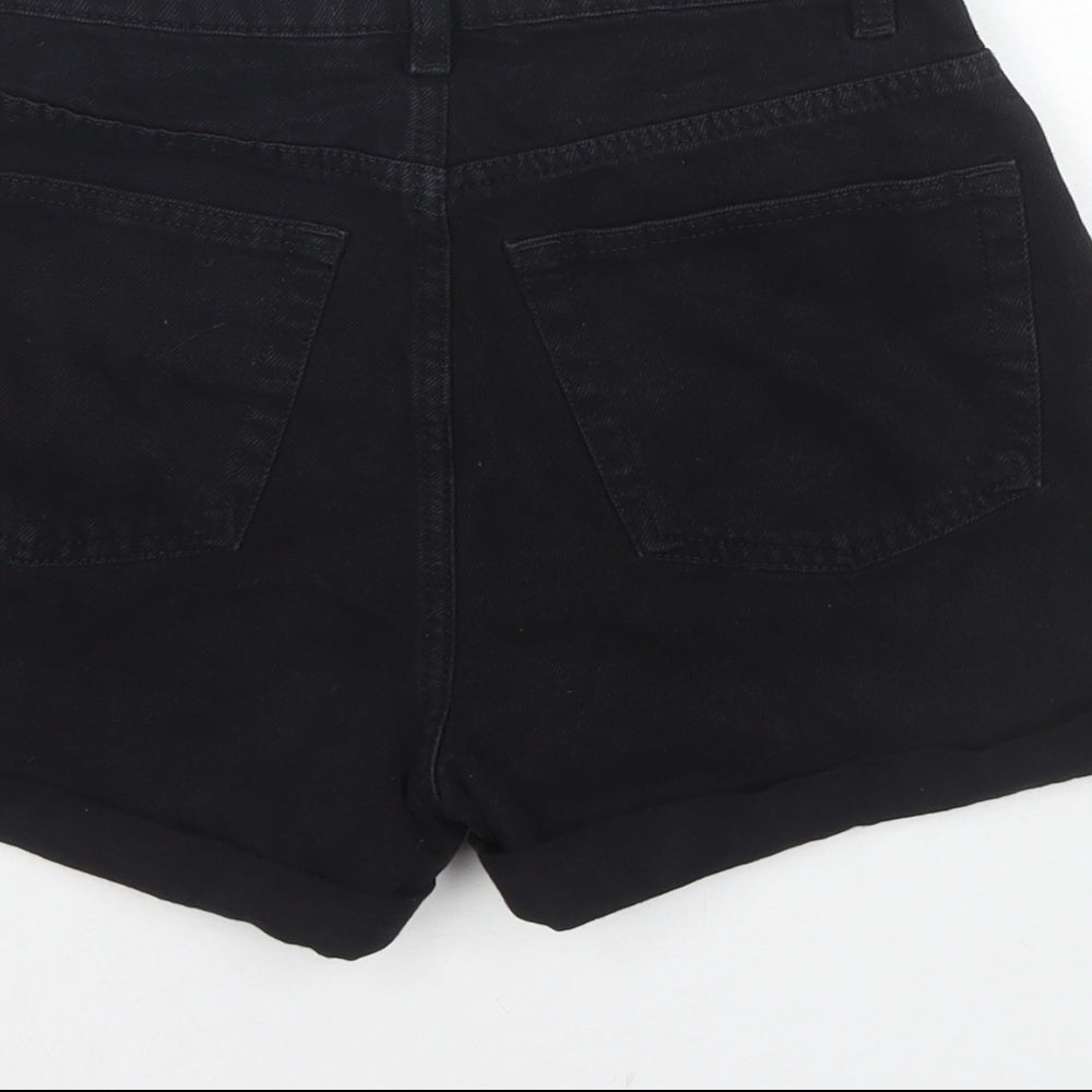 Denim & Co. Womens Black Cotton Hot Pants Shorts Size 6 L3 in Regular Zip