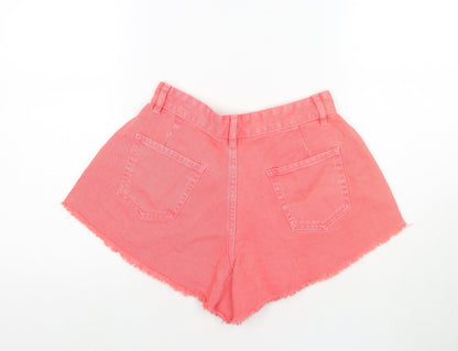 Denim & Co. Womens Pink Cotton Hot Pants Shorts Size 6 L3 in Regular Zip