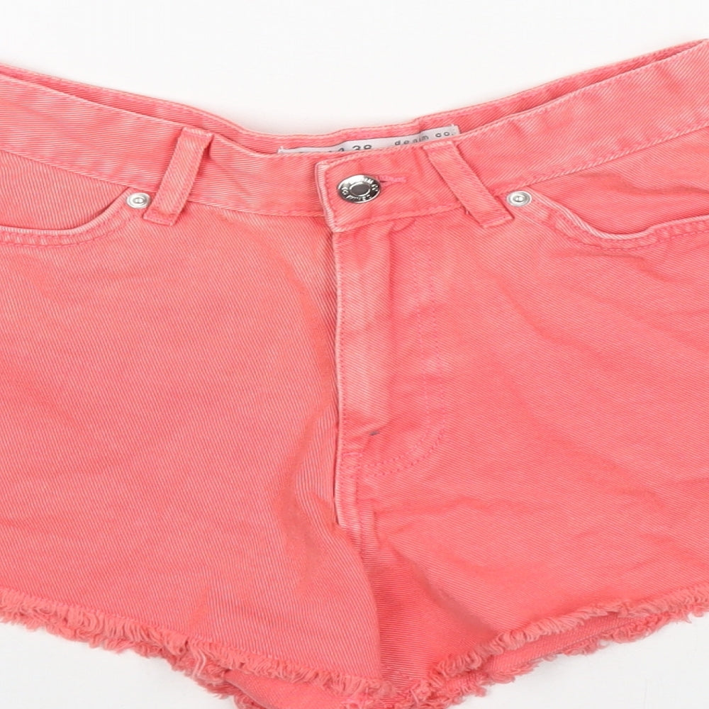 Denim & Co. Womens Pink Cotton Hot Pants Shorts Size 6 L3 in Regular Zip