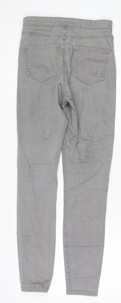 Denim & Co. Womens Grey Cotton Skinny Jeans Size 8 L27 in Regular Zip
