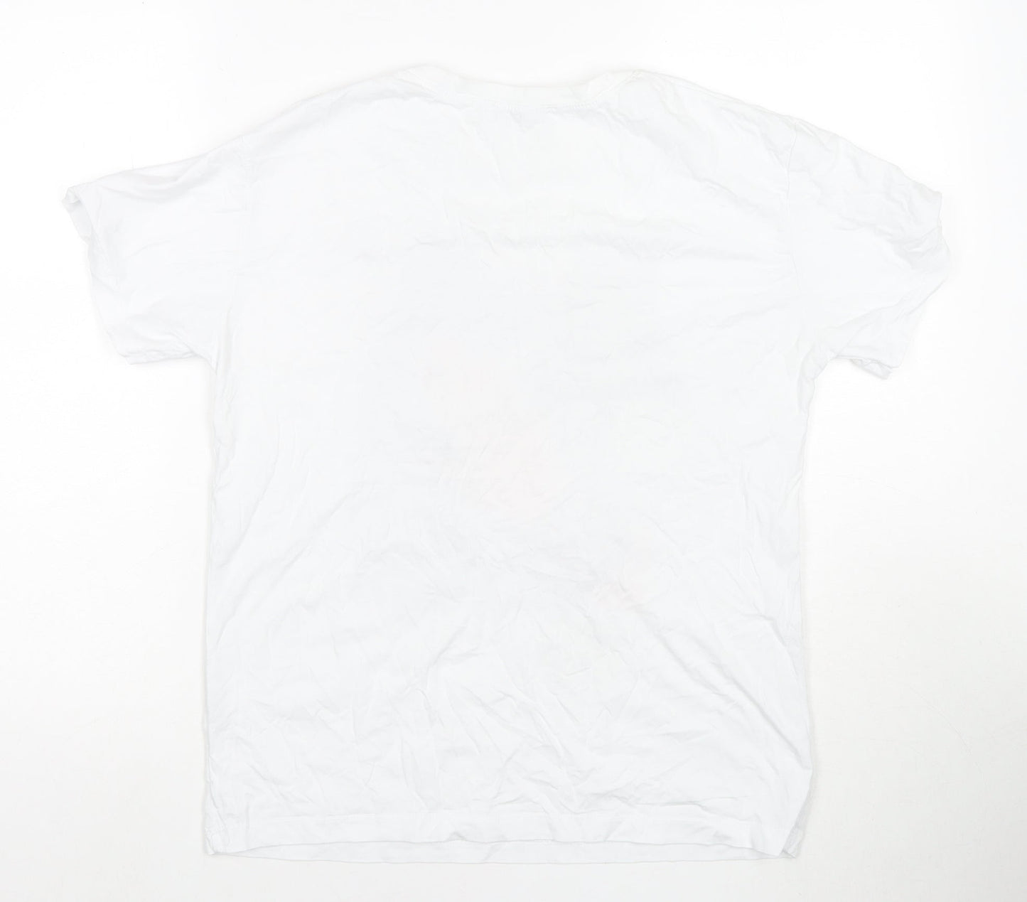 Larita Womens White Polyester Basic T-Shirt Size M Round Neck - Jeweled Detail Fashion Nails Lady