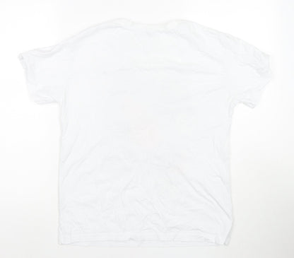 Larita Womens White Polyester Basic T-Shirt Size M Round Neck - Jeweled Detail Fashion Nails Lady