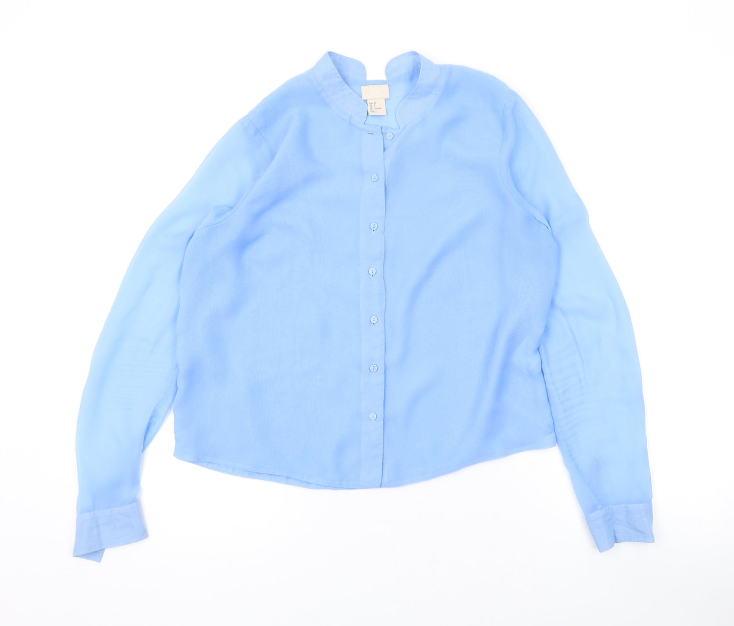 Womens UK Size 6 H&M Blue Basic Button-Up