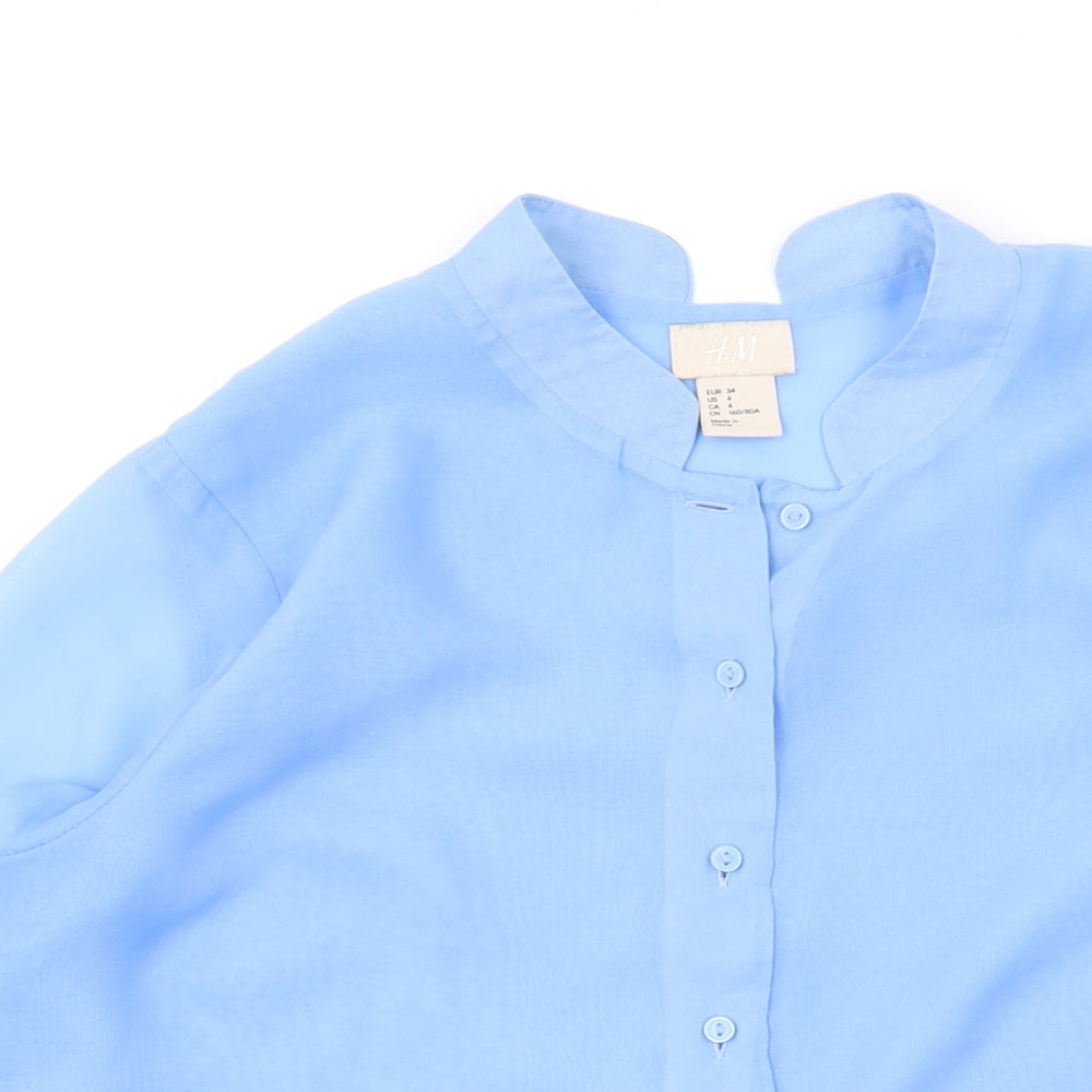 Womens UK Size 6 H&M Blue Basic Button-Up