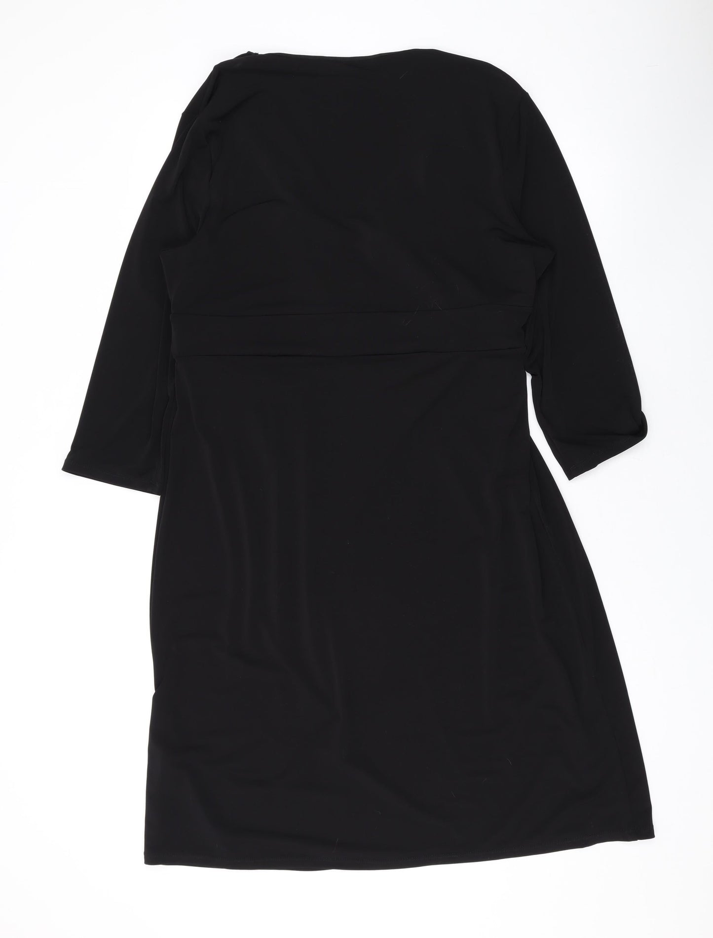 Julien Macdonald Womens Black Polyester A-Line Size 18 V-Neck Pullover