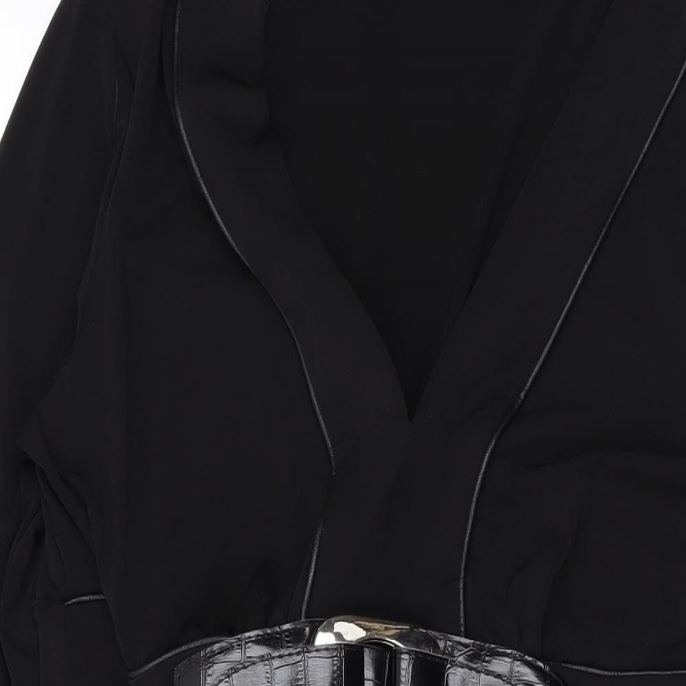 Julien Macdonald Womens Black Polyester A-Line Size 18 V-Neck Pullover
