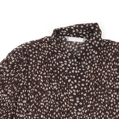 Epilogue Womens Brown Geometric Polyester Basic Blouse Size 16 Collared