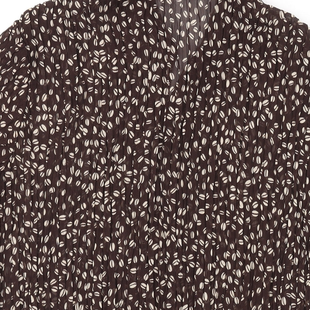 Epilogue Womens Brown Geometric Polyester Basic Blouse Size 16 Collared