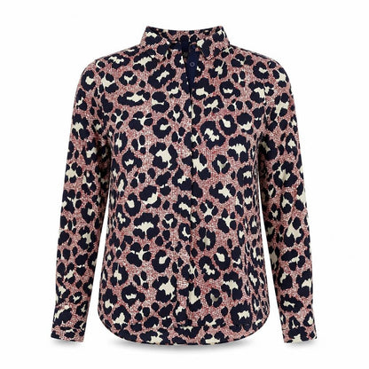 Topshop Womens Red Animal Print Polyester Basic Button-Up Size 10 Collared