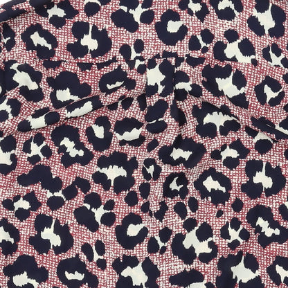 Topshop Womens Red Animal Print Polyester Basic Button-Up Size 10 Collared