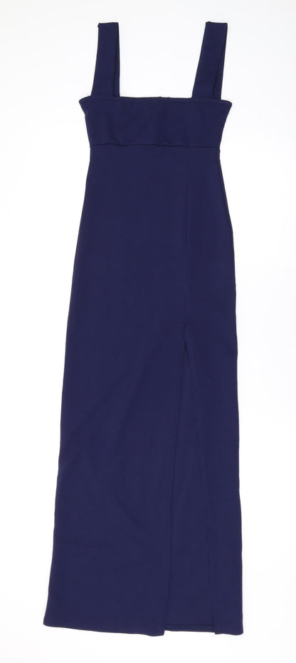 Boohoo Womens Blue Polyester Maxi Size 4 Square Neck Pullover