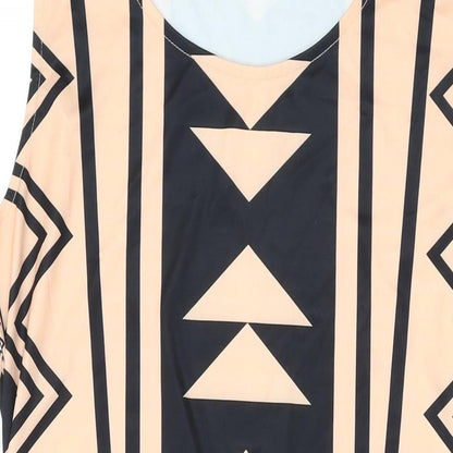Yoins Womens Orange Geometric Polyester Tank Dress Size 12 Scoop Neck Pullover