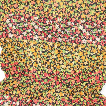 Pull&Bear Womens Orange Flecked Polyester Playsuit One-Piece Size M Button