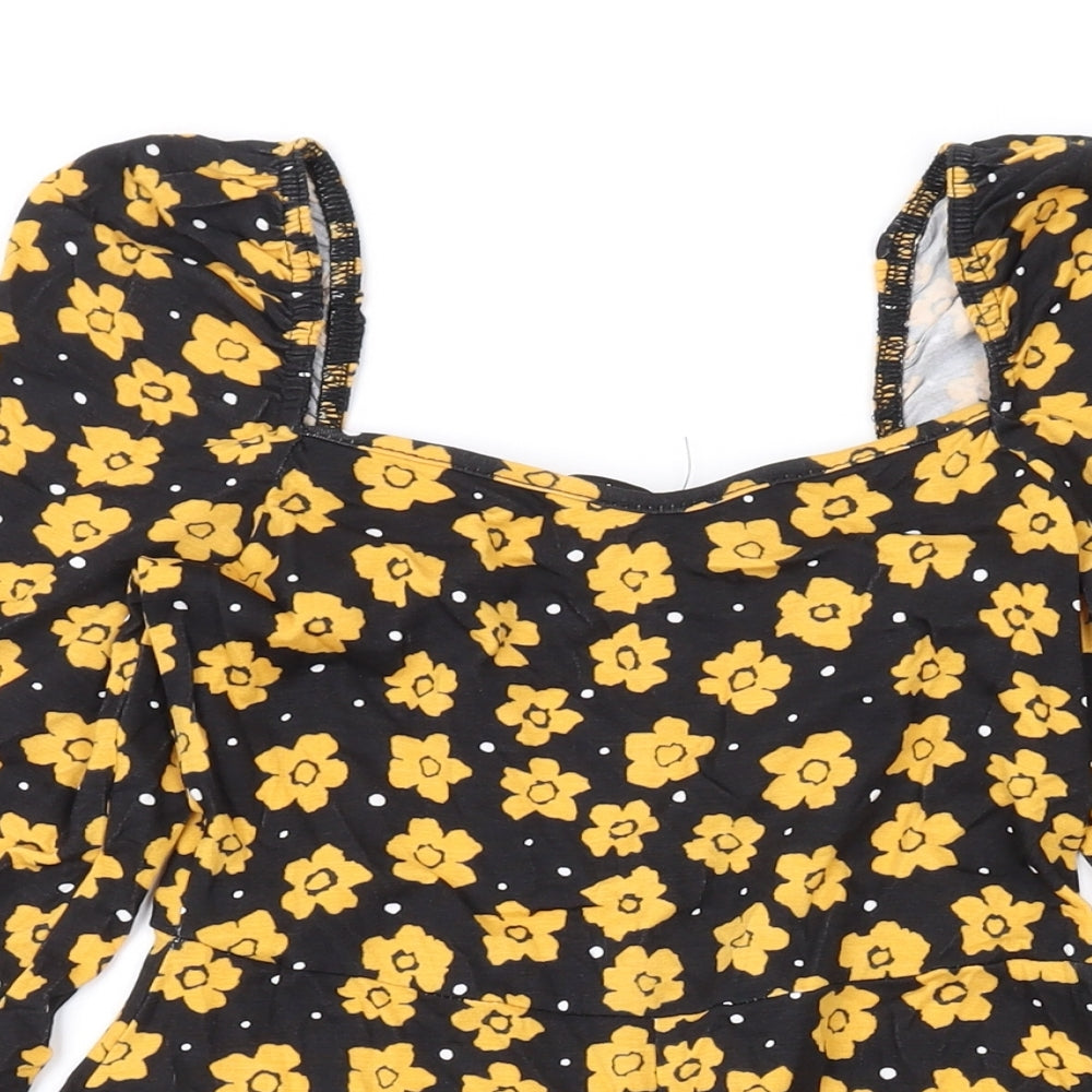 Boohoo Womens Black Flecked Vinyl Playsuit One-Piece Size 8 Pullover