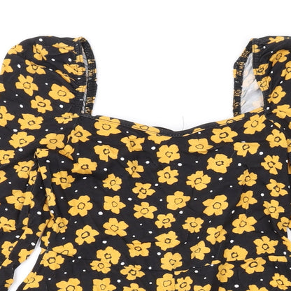 Boohoo Womens Black Flecked Vinyl Playsuit One-Piece Size 8 Pullover