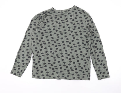 Marks and Spencer Womens Green Floral Cotton Basic Blouse Size 8 Round Neck