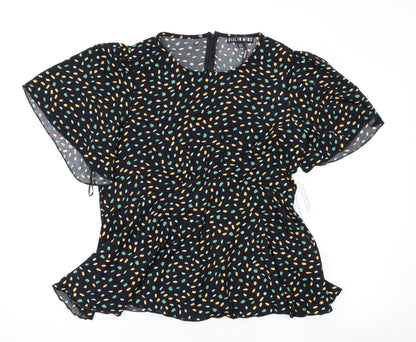 Womens UK Size 14 Girl in Mind Black Basic Blouse