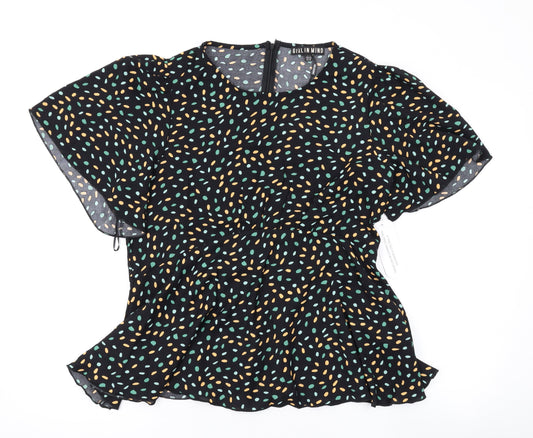 Womens UK Size 14 Girl in Mind Black Basic Blouse
