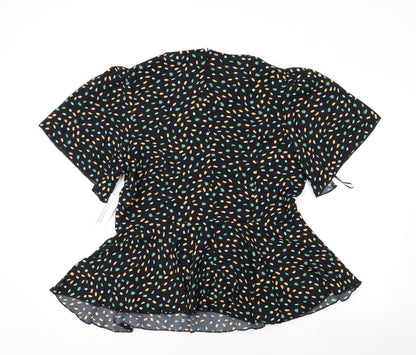Womens UK Size 14 Girl in Mind Black Basic Blouse