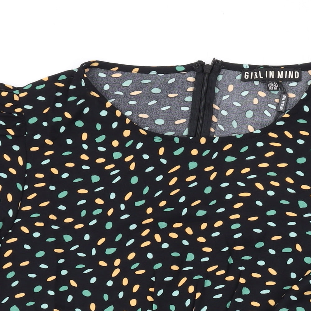 Womens UK Size 14 Girl in Mind Black Basic Blouse