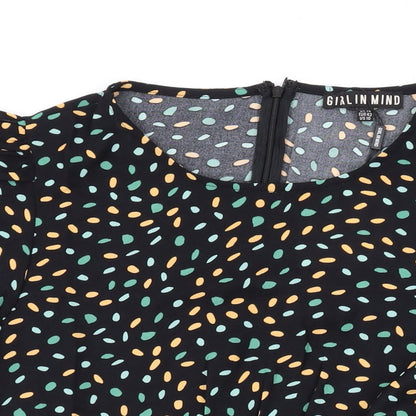 Womens UK Size 14 Girl in Mind Black Basic Blouse