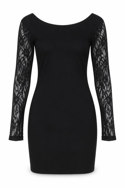 Zara Womens Black Polyester Bodycon Size M Round Neck Pullover - Lace Detail