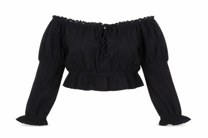 ASOS Womens Black Cotton Basic Blouse Size 14 Off the Shoulder
