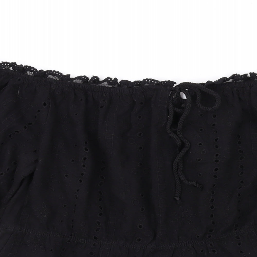 ASOS Womens Black Cotton Basic Blouse Size 14 Off the Shoulder