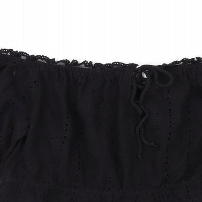 ASOS Womens Black Cotton Basic Blouse Size 14 Off the Shoulder