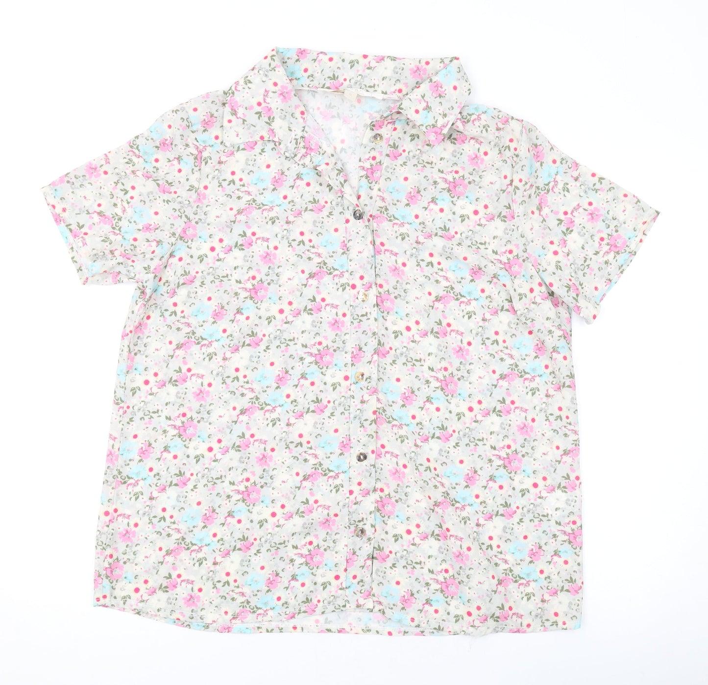 Nougat Womens Multicoloured Floral Polyester Basic Blouse Size XL Collared