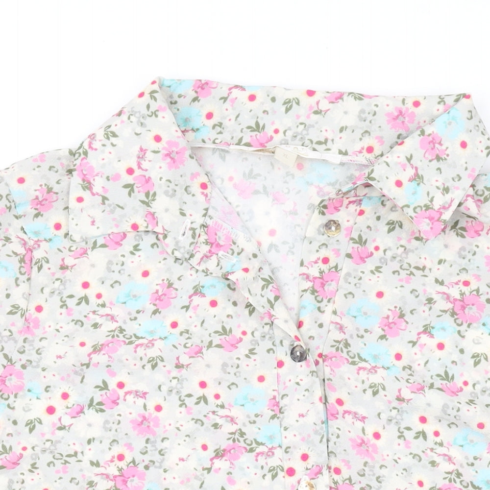 Nougat Womens Multicoloured Floral Polyester Basic Blouse Size XL Collared