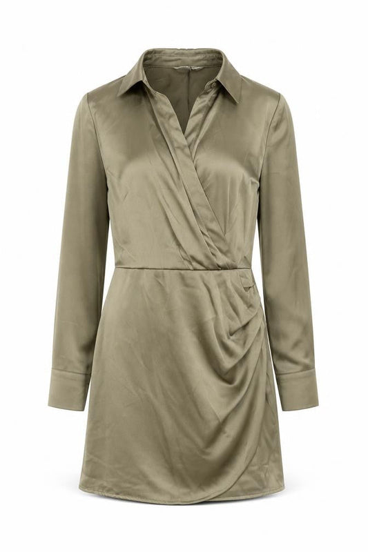 Stradivarius Womens Green Polyester A-Line Size S V-Neck Zip