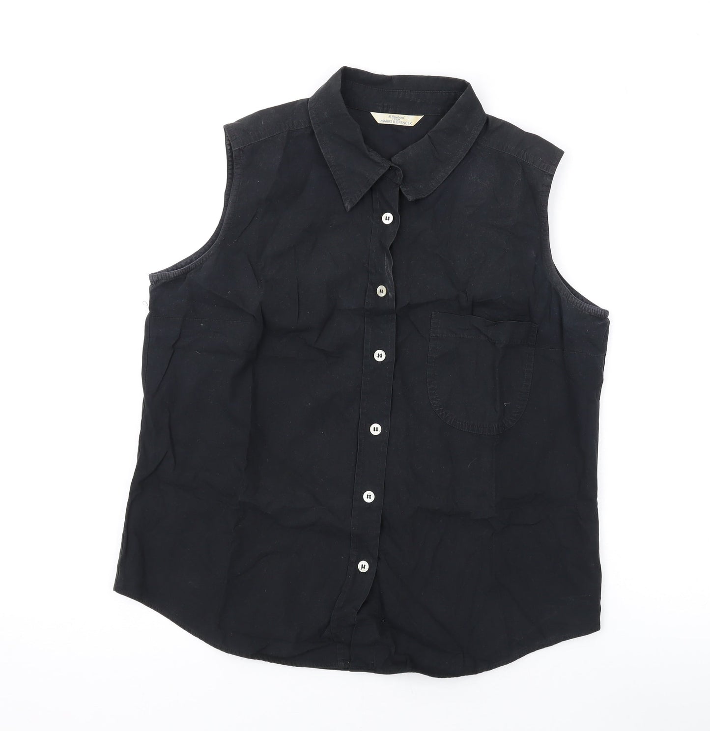 Womens UK Size 12 Marks and Spencer Black Basic Button-Up