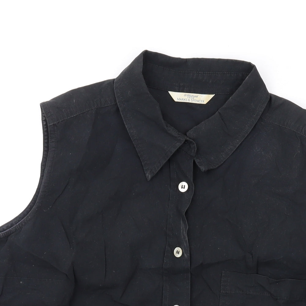 Womens UK Size 12 Marks and Spencer Black Basic Button-Up