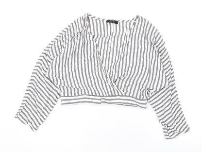 Womens UK Size L Bershka White Basic Blouse