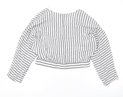 Womens UK Size L Bershka White Basic Blouse