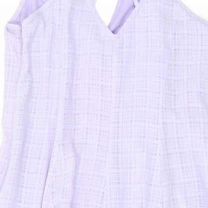 Glamorous Womens Purple Polyester Skater Dress Size 14 Halter Zip