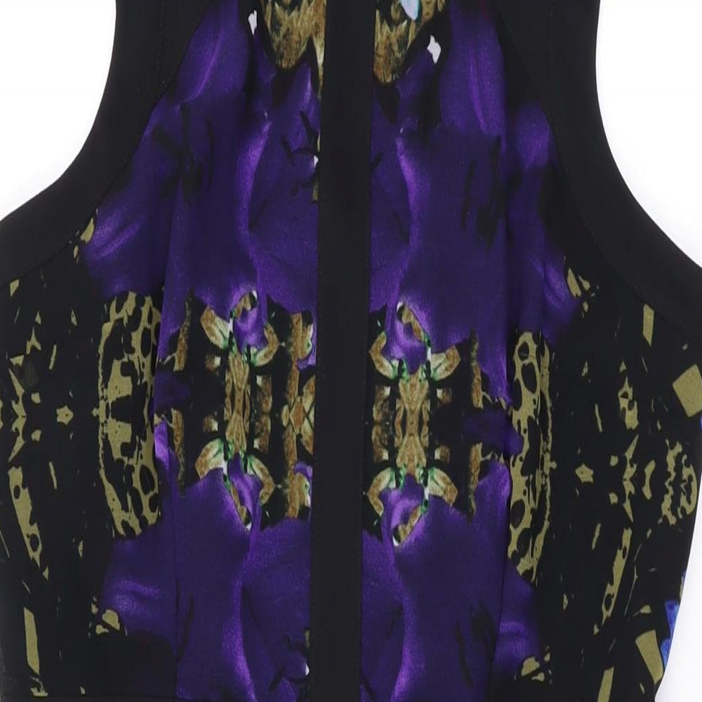 Limited Edition Womens Blue Floral Polyester A-Line Size 8 Round Neck Zip