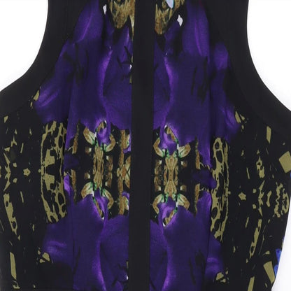 Limited Edition Womens Blue Floral Polyester A-Line Size 8 Round Neck Zip