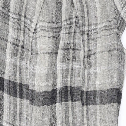 Per Una Womens Brown Plaid Linen Pencil Dress Size 12 Round Neck Zip