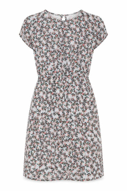 Warehouse Womens Grey Floral Viscose A-Line Size 8 Round Neck Button