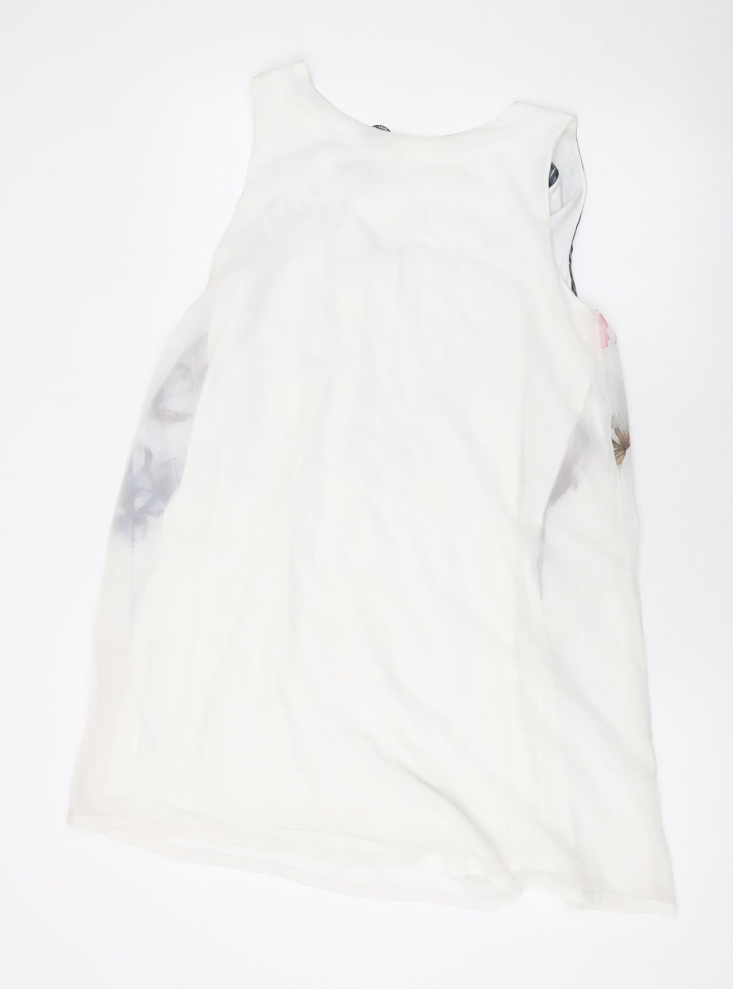 Eva Womens White Floral Modal Tank Dress Size S Scoop Neck Pullover