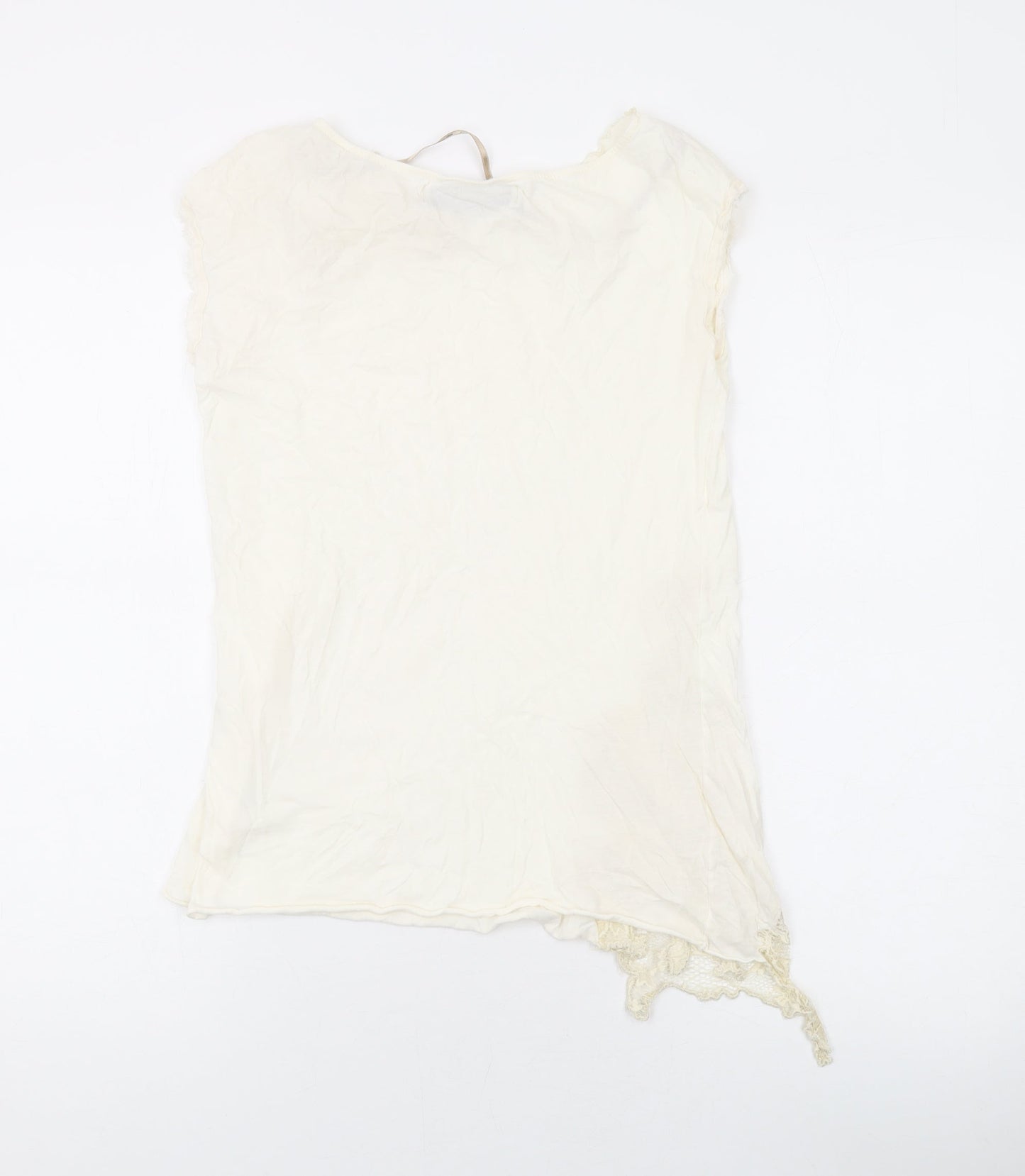 Womens UK Size M Zara Ivory Basic T-Shirt