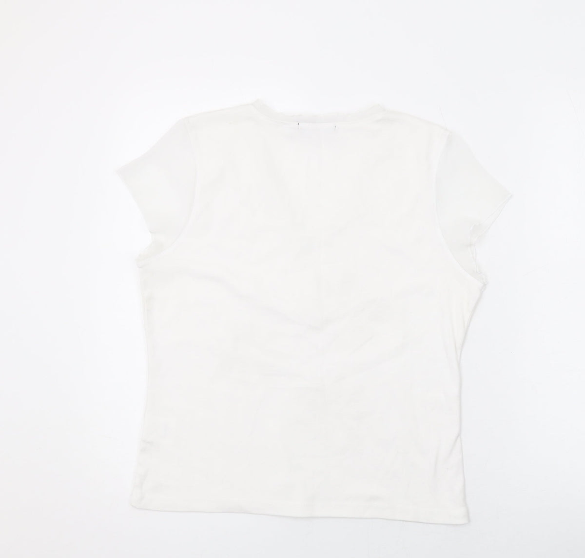Provencale Womens White Cotton Basic T-Shirt Size 18 V-Neck
