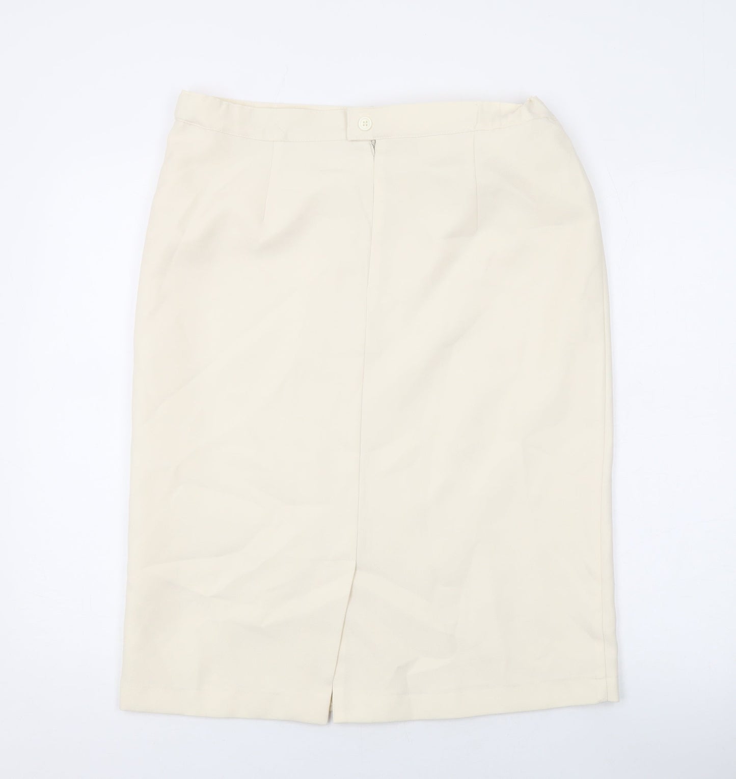 Damart Womens Ivory Polyester Straight & Pencil Skirt Size 16 Zip